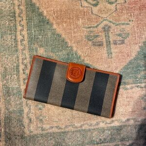 Vintage classic bifold Fendi Pequin stripe wallet